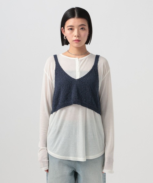 BAYFLOW（ベイフロー）の「2WAYニットキャミビスチェ（その他トップス・レディース・ネイビー/オフホワイト/グレー・FREE）」の15枚目の写真