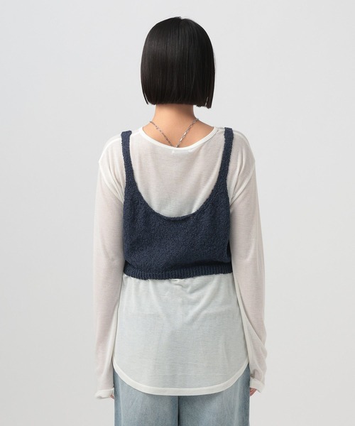 BAYFLOW（ベイフロー）の「2WAYニットキャミビスチェ（その他トップス・レディース・ネイビー/オフホワイト/グレー・FREE）」の16枚目の写真