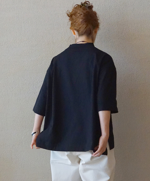 JOURNAL STANDARD LUXE（ジャーナルスタンダード　ラックス）の「クラシックテンジク モックプルオーバー（Tシャツ/カットソー・レディース・ホワイト/ブラック/ブラックミックス・FREE）」の9枚目の写真