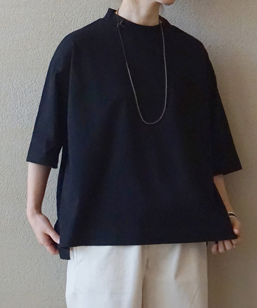 JOURNAL STANDARD LUXE（ジャーナルスタンダード　ラックス）の「クラシックテンジク モックプルオーバー（Tシャツ/カットソー・レディース・ホワイト/ブラック/ブラックミックス・FREE）」の8枚目の写真