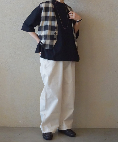 JOURNAL STANDARD LUXE（ジャーナルスタンダード　ラックス）の「クラシックテンジク モックプルオーバー（Tシャツ/カットソー・レディース・ホワイト/ブラック/ブラックミックス・FREE）」の7枚目の写真