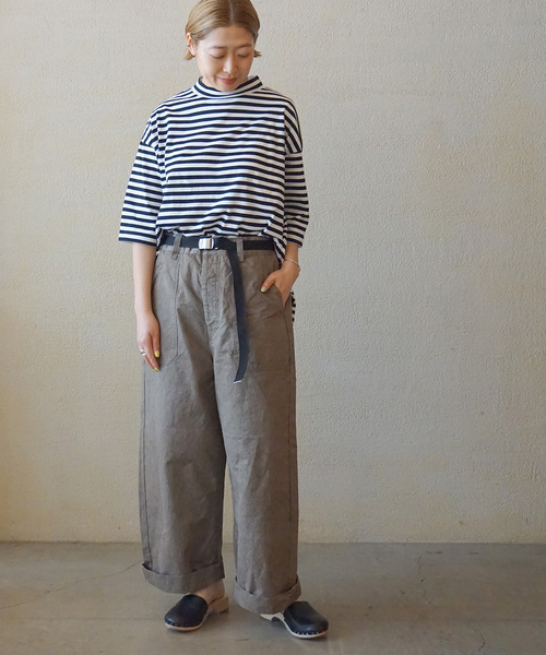 JOURNAL STANDARD LUXE（ジャーナルスタンダード　ラックス）の「クラシックテンジク モックプルオーバー（Tシャツ/カットソー・レディース・ホワイト/ブラック/ブラックミックス・FREE）」の6枚目の写真