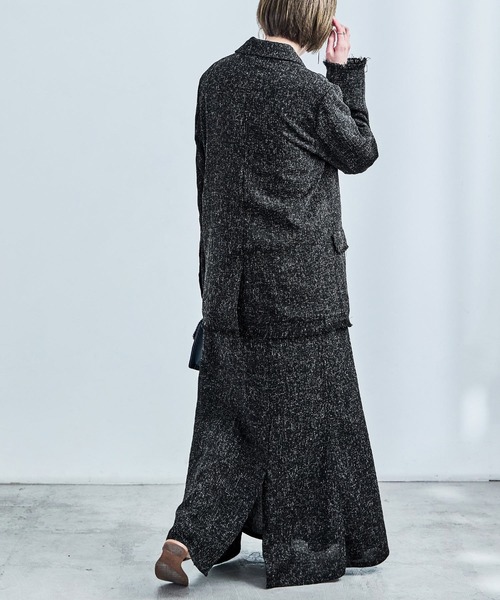 Fashion Letter（ファッションレター）の「セットアップ可能 スラブネップ ツイードフリンジ（テーラードジャケット・レディース・グレー/アイボリー/ブラック・M）」の12枚目の写真