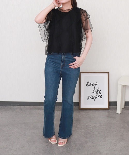 libelle more（リベル モア）の「チュールフリルプルオーバー（Tシャツ/カットソー・レディース・ブラック/サックスブルー/ライトグレー/アイボリー・M/L）」の6枚目の写真