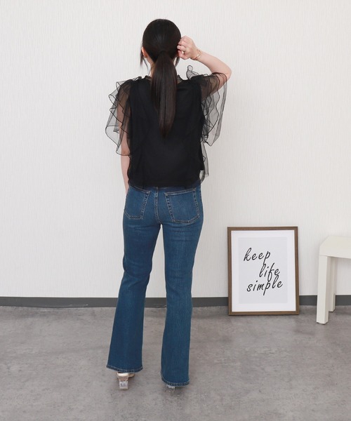 libelle more（リベル モア）の「チュールフリルプルオーバー（Tシャツ/カットソー・レディース・ブラック/サックスブルー/ライトグレー/アイボリー・M/L）」の8枚目の写真