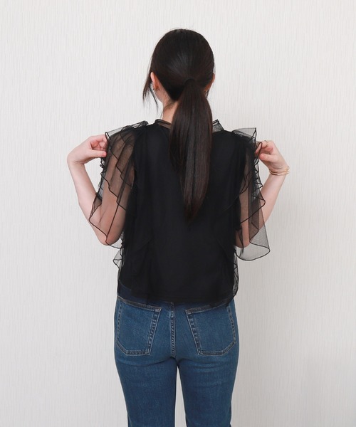 libelle more（リベル モア）の「チュールフリルプルオーバー（Tシャツ/カットソー・レディース・ブラック/サックスブルー/ライトグレー/アイボリー・M/L）」の10枚目の写真