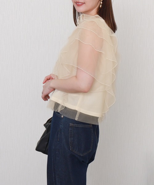 libelle more（リベル モア）の「チュールフリルプルオーバー（Tシャツ/カットソー・レディース・ブラック/サックスブルー/ライトグレー/アイボリー・M/L）」の15枚目の写真