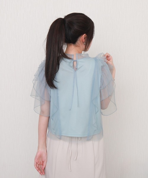 libelle more(リベル モア)の「ボリュームフリルチュールトップス(Tシャツ/カットソー・レディース・ブラック/サックスブルー/ライトグレー/アイボリー・M/L)」の16枚目の写真