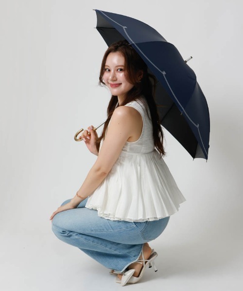 dazzlin（ダズリン）の「【dazzlin(ダズリン)】スクエアロゴプリント晴雨兼用傘（長傘）（長傘・レディース・ネイビー/ミント/ライトピンク・FREE）」の12枚目の写真