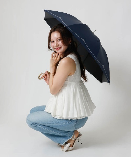 dazzlin（ダズリン）の「【dazzlin(ダズリン)】スクエアロゴプリント晴雨兼用傘（長傘）（長傘・レディース・ネイビー/ミント/ライトピンク・FREE）」の13枚目の写真