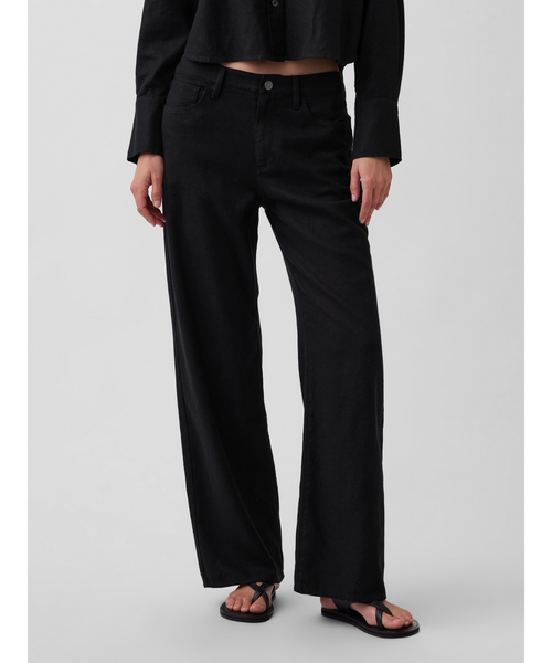 GAP(ギャップ)の「コットンリネン ワイドパンツ(その他パンツ・レディース・ブラック/オフホワイト/ナチュラル・00/0/2/4/6/8/10/000)」の1枚目の写真
