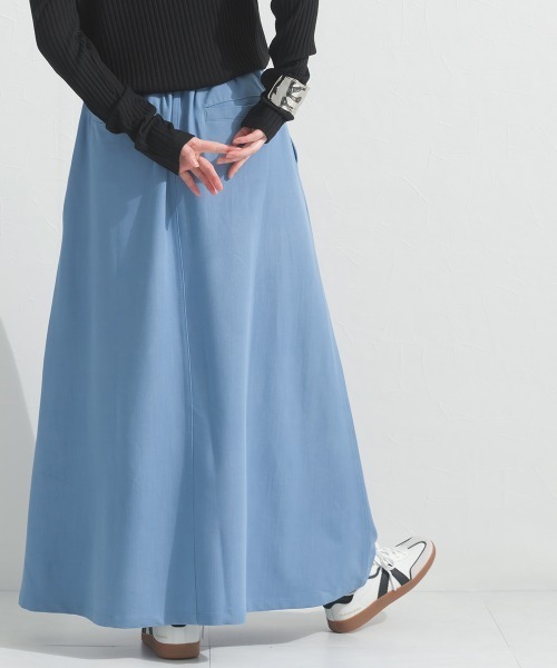 OMNES（オムネス）の「デニムライクイージーロングスカート 花粉リリース付（スカート・レディース・ダークブルー/ライトブルー・FREE）」の5枚目の写真
