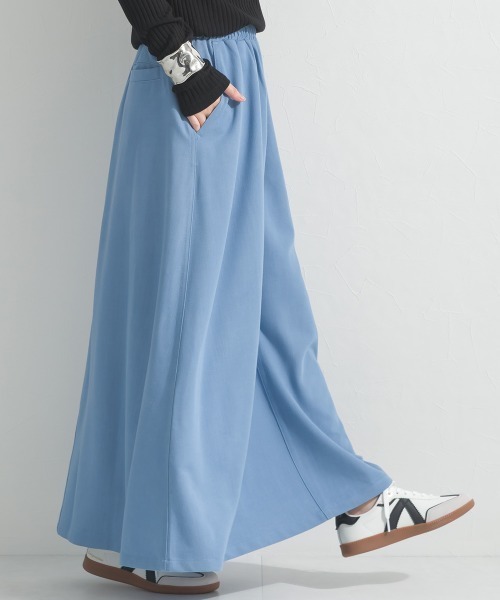 OMNES（オムネス）の「デニムライクイージーロングスカート 花粉リリース付（スカート・レディース・ダークブルー/ライトブルー・FREE）」の6枚目の写真