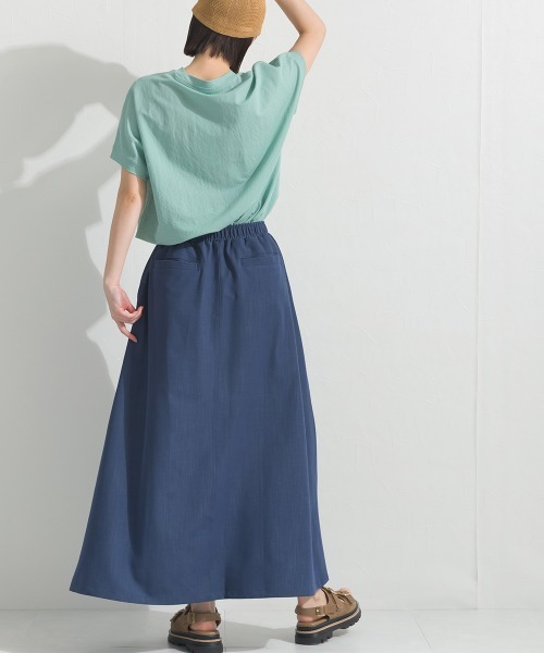 OMNES（オムネス）の「デニムライクイージーロングスカート 花粉リリース付（スカート・レディース・ダークブルー/ライトブルー・FREE）」の10枚目の写真