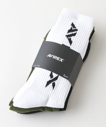 AVIREX | 【AVIREX/アヴィレックス】【丈夫でタフな3足組】Standard Logo 3P Socks ロゴソックス 3足組 無地 迷彩柄 まとめ買い アメカジ ストリート スケーター ミリタリー(ソックス/靴下)