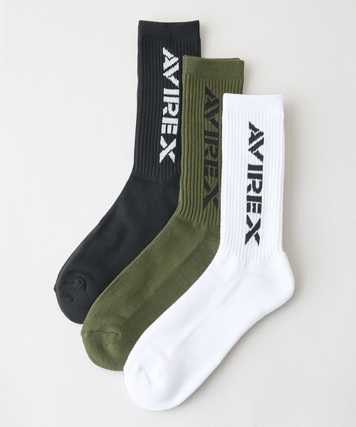 AVIREX(アヴィレックス)の「【AVIREX/アヴィレックス】【丈夫でタフな3足組】Standard Logo 3P Socks ロゴソックス 3足組 無地 迷彩柄 まとめ買い アメカジ ストリート スケーター ミリタリー(ソックス/靴下・メンズ・その他・FREE)」の3枚目の写真