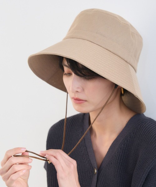 BARNYARDSTORM（バンヤードストーム）の「BARNYARDSTORM / コードツキメッシュＨＡＴ【UVカット】（ハット・レディース・ベージュ/ブラック・FREE）」の2枚目の写真