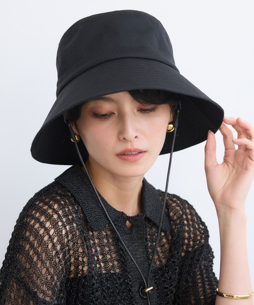 BARNYARDSTORM（バンヤードストーム）の「BARNYARDSTORM / コードツキメッシュＨＡＴ【UVカット】（ハット・レディース・ベージュ/ブラック・FREE）」の3枚目の写真