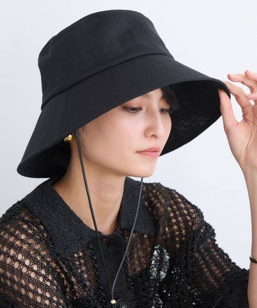 BARNYARDSTORM（バンヤードストーム）の「BARNYARDSTORM / コードツキメッシュＨＡＴ【UVカット】（ハット・レディース・ベージュ/ブラック・FREE）」の4枚目の写真