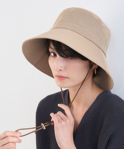 BARNYARDSTORM（バンヤードストーム）の「BARNYARDSTORM / コードツキメッシュＨＡＴ【UVカット】（ハット・レディース・ベージュ/ブラック・FREE）」の10枚目の写真