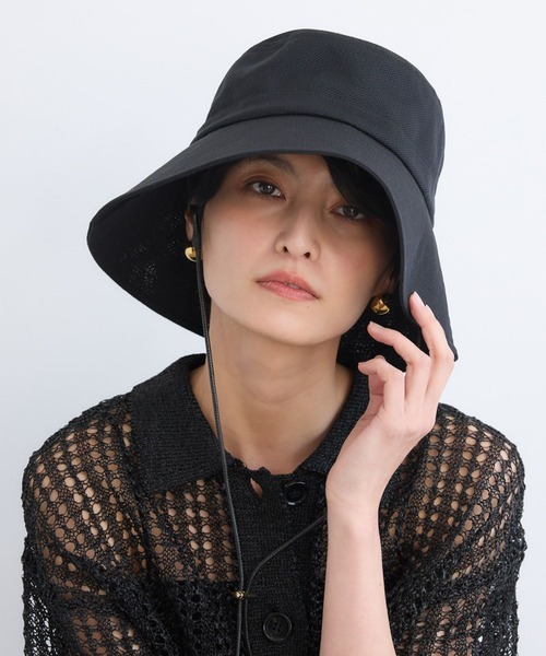 BARNYARDSTORM（バンヤードストーム）の「BARNYARDSTORM / コードツキメッシュＨＡＴ【UVカット】（ハット・レディース・ベージュ/ブラック・FREE）」の5枚目の写真