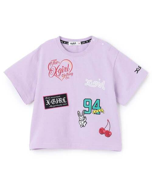 X-girl Stages(エックスガールステージス)の「MIXロゴプリント 半袖Tシャツ(Tシャツ/カットソー・キッズ・ラベンダー/オフホワイト/ブラック・140cm/130cm/80cm/90cm/100cm/110cm/120cm)」の3枚目の写真