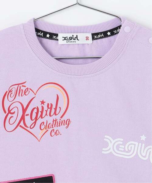 X-girl Stages(エックスガールステージス)の「MIXロゴプリント 半袖Tシャツ(Tシャツ/カットソー・キッズ・ラベンダー/オフホワイト/ブラック・140cm/130cm/80cm/90cm/100cm/110cm/120cm)」の5枚目の写真