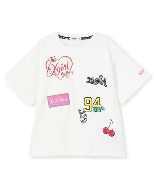 X-girl Stages(エックスガールステージス)の「MIXロゴプリント 半袖Tシャツ(Tシャツ/カットソー・キッズ・ラベンダー/オフホワイト/ブラック・140cm/130cm/80cm/90cm/100cm/110cm/120cm)」の14枚目の写真