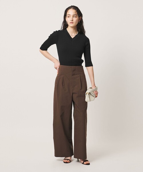 UNITED ARROWS(ユナイテッドアローズ)の「リブ Vネック ニット ‐ウォッシャブル‐(ニット/セーター・レディース・ブラック/ダークブラウン/ライトピンク・FREE)」の22枚目の写真