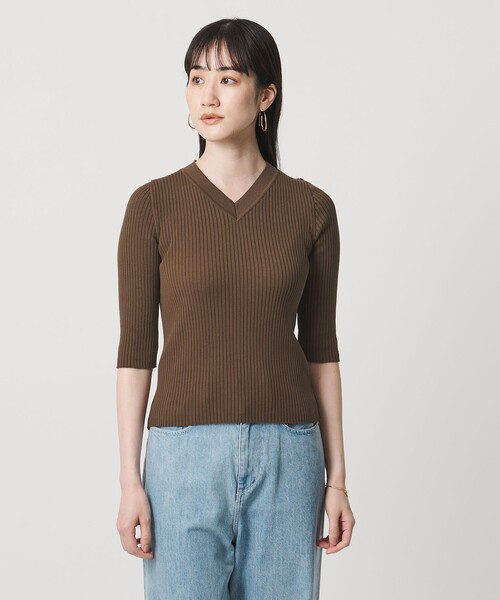 UNITED ARROWS(ユナイテッドアローズ)の「リブ Vネック ニット ‐ウォッシャブル‐(ニット/セーター・レディース・ブラック/ダークブラウン/ライトピンク・FREE)」の19枚目の写真