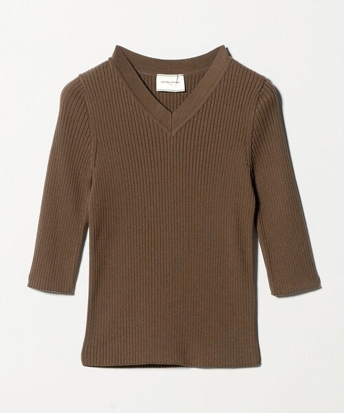 UNITED ARROWS(ユナイテッドアローズ)の「リブ Vネック ニット ‐ウォッシャブル‐(ニット/セーター・レディース・ブラック/ダークブラウン/ライトピンク・FREE)」の8枚目の写真
