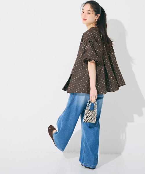 coca(coca)(コカ)の「\速乾/ボリュームスリーブドットタックブラウス(シャツ/ブラウス・レディース・アイボリー/ブラウン・S/M/L)」の12枚目の写真