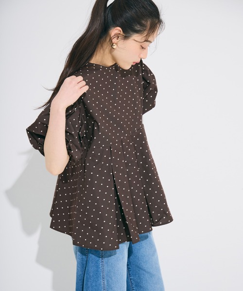 coca(coca)(コカ)の「\速乾/ボリュームスリーブドットタックブラウス(シャツ/ブラウス・レディース・アイボリー/ブラウン・S/M/L)」の13枚目の写真