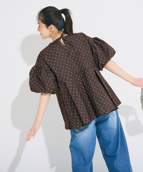 coca(coca)(コカ)の「\速乾/ボリュームスリーブドットタックブラウス(シャツ/ブラウス・レディース・アイボリー/ブラウン・S/M/L)」の14枚目の写真
