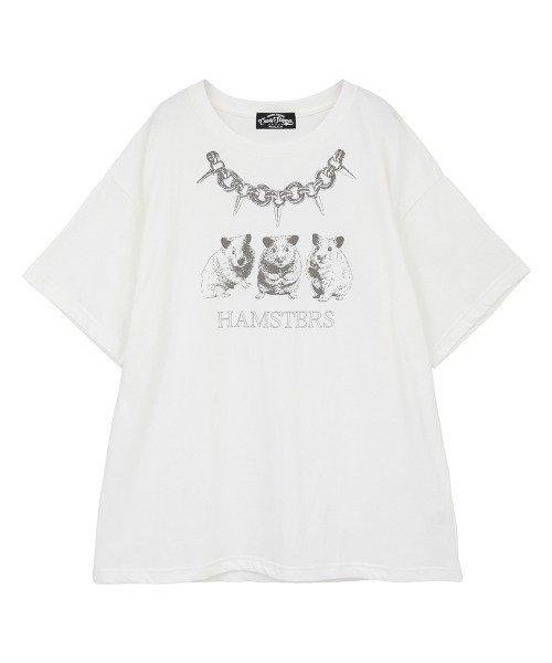 Candy Stripper(キャンディストリッパー)の「HAMSTERS CHAIN BIG Tシャツ(Tシャツ/カットソー・レディース・ブラック/オフホワイト・FREE)」の9枚目の写真