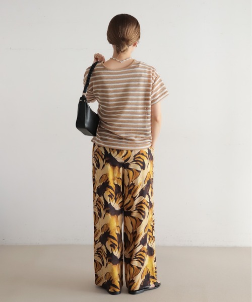 NOMBRE IMPAIR(ノンブルアンペール)の「かぎ針ライクボーダー 半袖P/O(Tシャツ/カットソー・レディース・ブラック/ベージュ・FREE)」の15枚目の写真