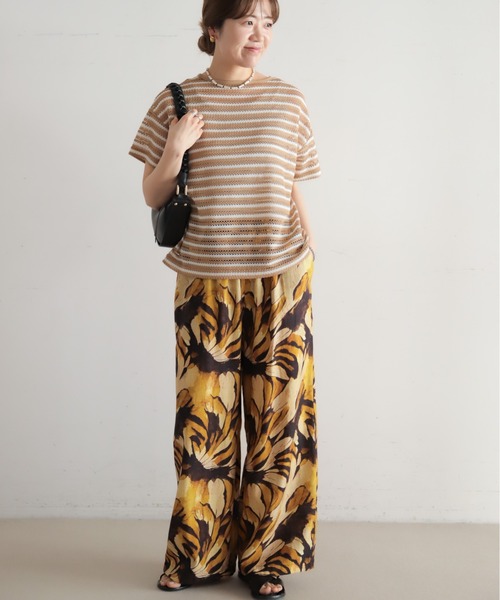 NOMBRE IMPAIR(ノンブルアンペール)の「かぎ針ライクボーダー 半袖P/O(Tシャツ/カットソー・レディース・ブラック/ベージュ・FREE)」の19枚目の写真