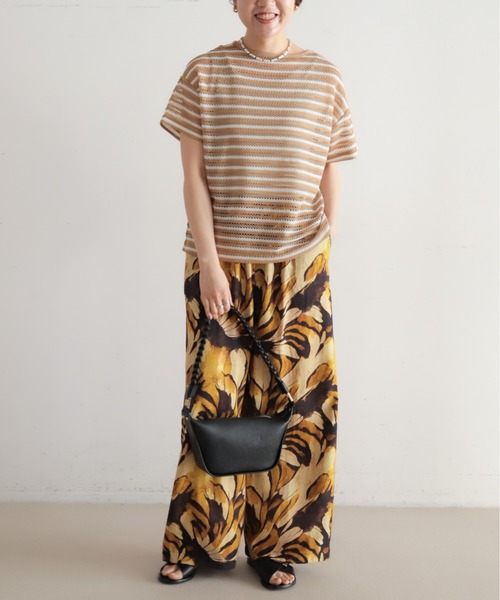 NOMBRE IMPAIR(ノンブルアンペール)の「かぎ針ライクボーダー 半袖P/O(Tシャツ/カットソー・レディース・ブラック/ベージュ・FREE)」の13枚目の写真