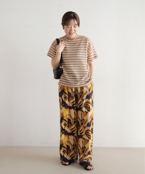 NOMBRE IMPAIR(ノンブルアンペール)の「かぎ針ライクボーダー 半袖P/O(Tシャツ/カットソー・レディース・ブラック/ベージュ・FREE)」の12枚目の写真