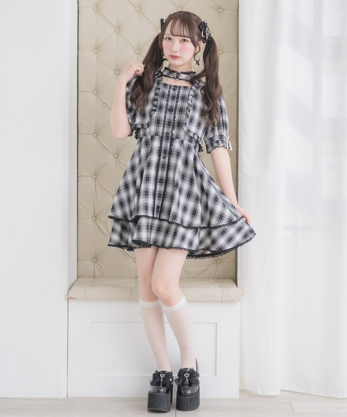 ROJITA(ロジータ)の「ハートバックルボレロ風ワンピース(ワンピース・レディース・チェック/グレー/ブラック・FREE)」の18枚目の写真
