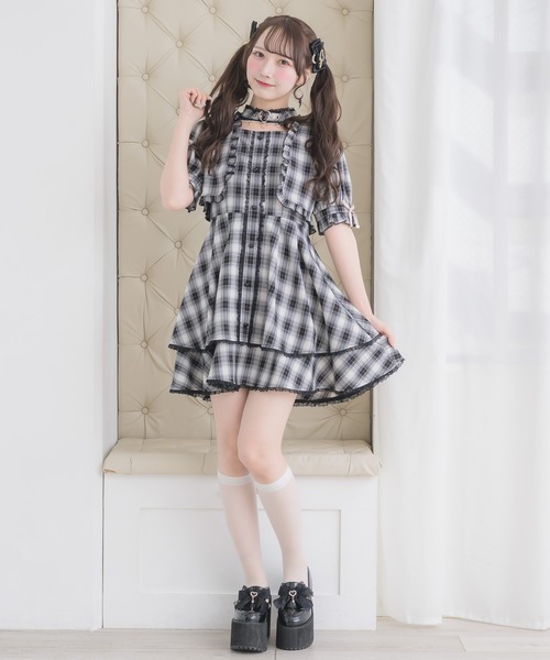 ROJITA(ロジータ)の「ハートバックルボレロ風ワンピース(ワンピース・レディース・チェック/グレー/ブラック・FREE)」の19枚目の写真