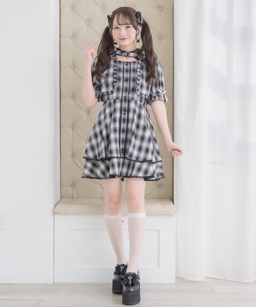 ROJITA(ロジータ)の「ハートバックルボレロ風ワンピース(ワンピース・レディース・チェック/グレー/ブラック・FREE)」の22枚目の写真