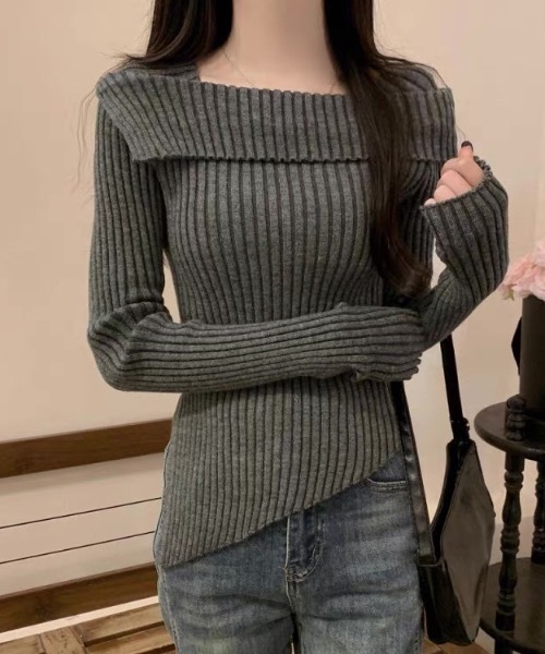 Alvia(アルビア)の「2WAYニットトップス(ニット/セーター・レディース・ホワイト/アイボリー/ブラック/グレー・M)」の17枚目の写真