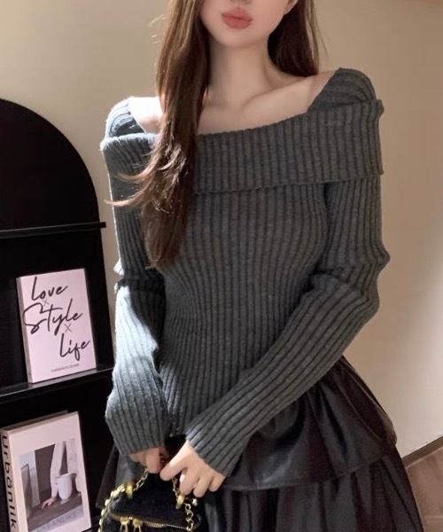 Alvia(アルビア)の「2WAYニットトップス(ニット/セーター・レディース・ホワイト/アイボリー/ブラック/グレー・M)」の14枚目の写真