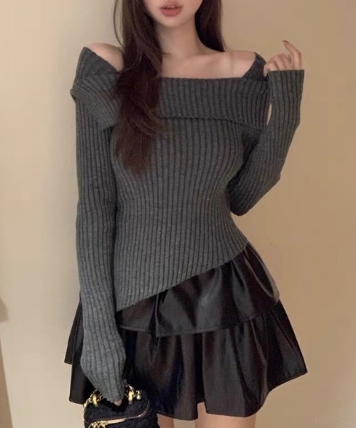 Alvia(アルビア)の「2WAYニットトップス(ニット/セーター・レディース・ホワイト/アイボリー/ブラック/グレー・M)」の13枚目の写真