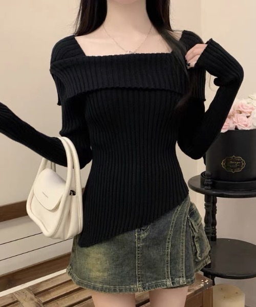 Alvia(アルビア)の「2WAYニットトップス(ニット/セーター・レディース・ホワイト/アイボリー/ブラック/グレー・M)」の7枚目の写真