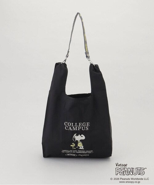 212 KITCHEN STORE(トゥワントゥキッチンストア)の「PEANUTS ストラップ付きショッパーバッグ BLACK(エコバッグ/サブバッグ・レディース・その他・00)」の1枚目の写真