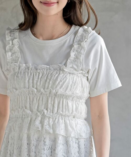 rps（アールピーエス）の「レースシャーリングキャミワンピース（ワンピース・レディース・ブラック/オフホワイト・フリー）」の7枚目の写真