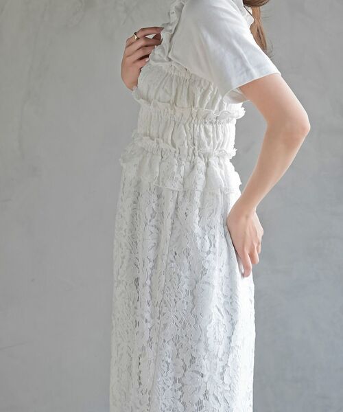 rps（アールピーエス）の「レースシャーリングキャミワンピース（ワンピース・レディース・ブラック/オフホワイト・フリー）」の10枚目の写真