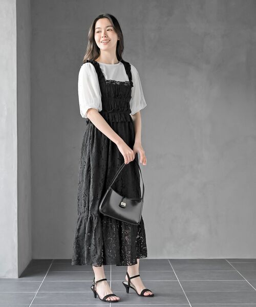 rps（アールピーエス）の「レースシャーリングキャミワンピース（ワンピース・レディース・ブラック/オフホワイト・フリー）」の12枚目の写真